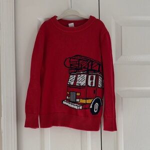 Gap Kids Red Fire Truck Sweater